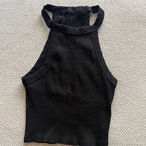 21 Saint Ribbed Black Crop Top